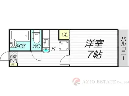 エレガンス箕面(1K/2階)の間取り写真