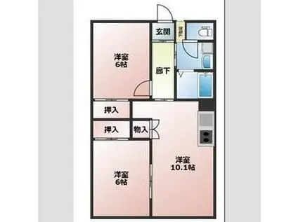 ヴィラ マルヨシ(2LDK/1階)の間取り写真