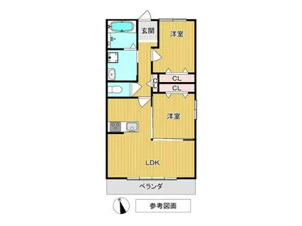 HERENCIA(2LDK/1階)の間取り写真