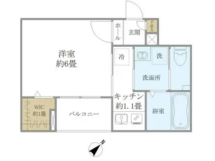 フォリアージュ横浜綱島(1K/1階)の間取り写真