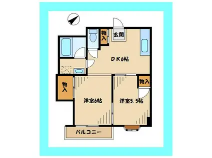 エメラルドパレス(2DK/2階)の間取り写真