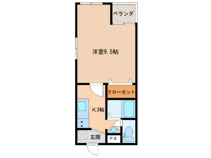 フェリーチェ伏見台(1K/1階)の間取り写真