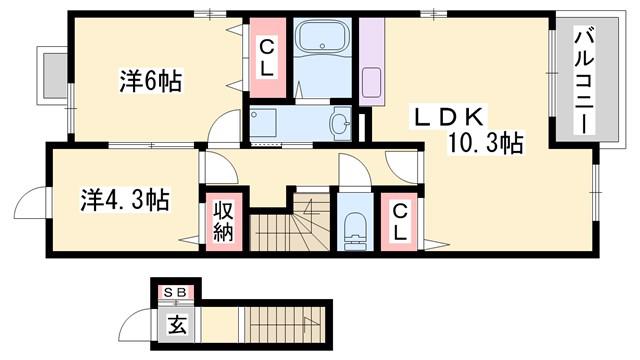 シトラスII(2LDK/2階)の間取り写真