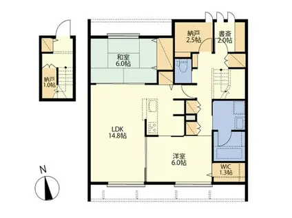 AF BORIKI磯子 南棟(2LDK/2階)の間取り写真