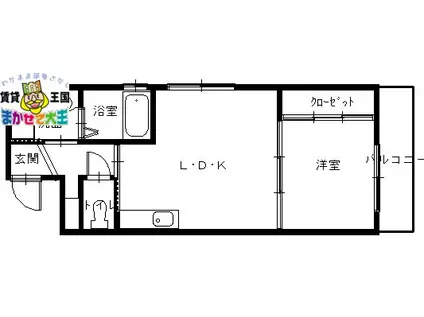 サザンパレスII(1LDK/9階)の間取り写真