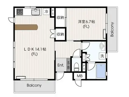 アンソレイエ(1LDK/1階)の間取り写真