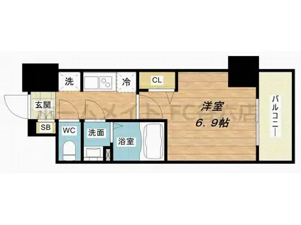 プレサンス阿波座駅前(1K/5階)の間取り写真