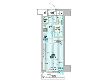 メインステージ浜松町(1K/4階)の間取り写真