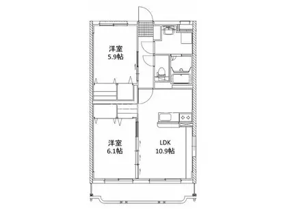 はなみずきII番館(2LDK/3階)の間取り写真