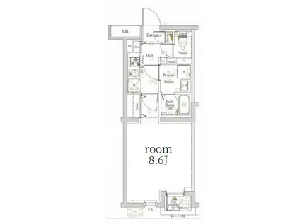 KNOTS TOBUNERIMA STA(1K/1階)の間取り写真