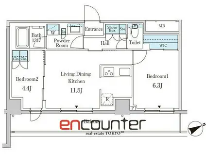 パークアクシス下北沢(2LDK/2階)の間取り写真