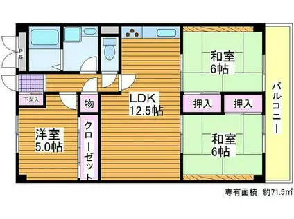 メゾン花北(3LDK/5階)の間取り写真