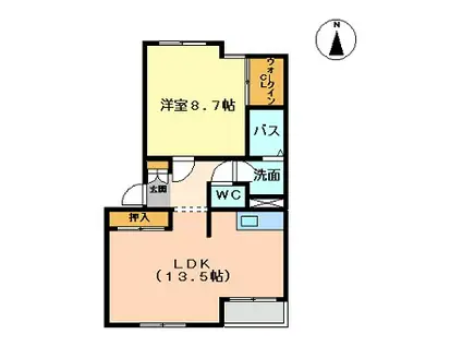 ミロワール・M(1LDK/1階)の間取り写真