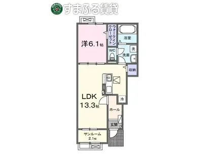 グレイス イケダ(1LDK/1階)の間取り写真