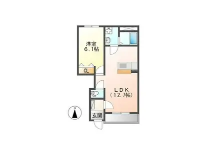 サンノーブル(1LDK/1階)の間取り写真