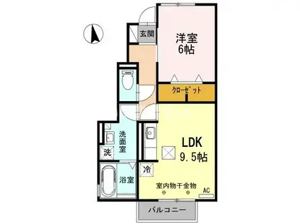 ハイム西五城V(1LDK/1階)の間取り写真