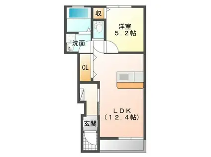 ラビータ(1LDK/1階)の間取り写真