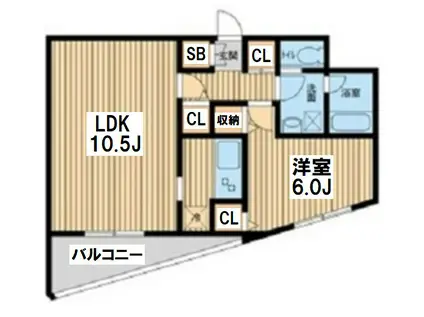 S-FORT西船橋(1LDK/3階)の間取り写真
