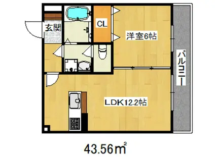 ベルドール京口町(1LDK/1階)の間取り写真