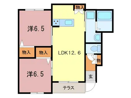 プランドール イズミ(2LDK/1階)の間取り写真