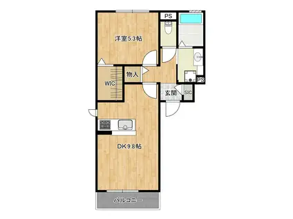 サンライズ白浜(1DK/1階)の間取り写真