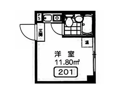 パークサイドパレス(ワンルーム/2階)の間取り写真