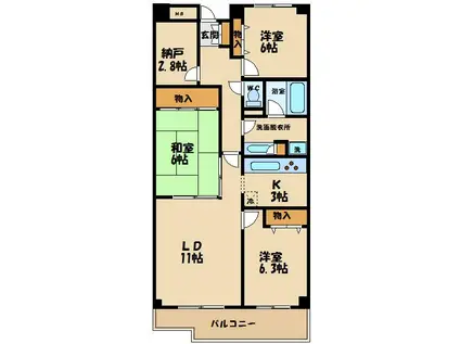 T S GARDEN府中(3SLDK/3階)の間取り写真