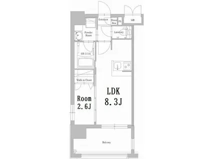エンクレスト香椎セピア通(1LDK/7階)の間取り写真
