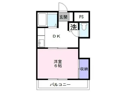 ラフィーヌ・時(1DK/2階)の間取り写真