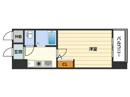 ホープシティー天神橋(1K/14階)の間取り写真