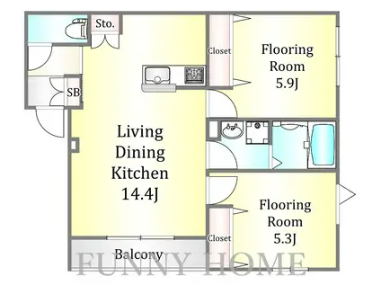 ヴァーチェ桜ヶ丘(2LDK/2階)の間取り写真