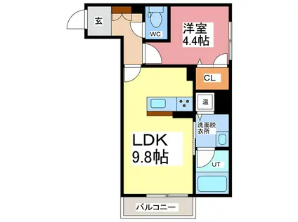 シエル スラン(1LDK/1階)の間取り写真