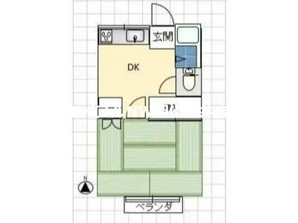 コーポあさひ(1DK/2階)の間取り写真