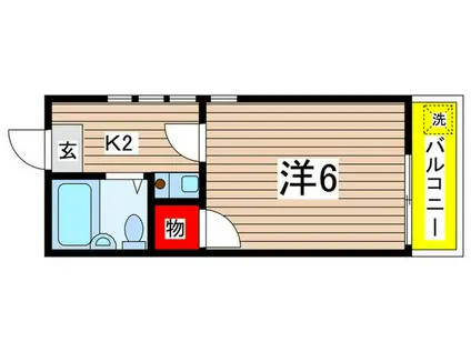 シャトー稲城(1K/2階)の間取り写真