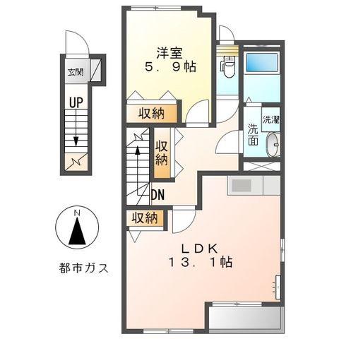 パレス春明(1LDK/2階)の間取り写真