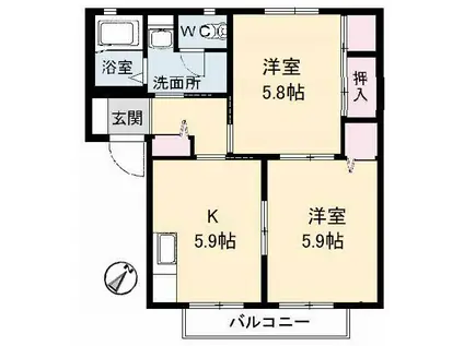 リーデン ハイツ(2K/2階)の間取り写真