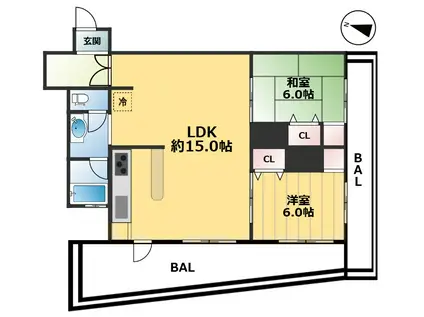 北野台ハイツ(2LDK/1階)の間取り写真