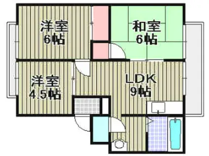 サンロイヤル東羽衣(3LDK/3階)の間取り写真