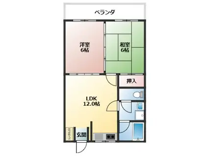 ホワイトテラス(2LDK/4階)の間取り写真