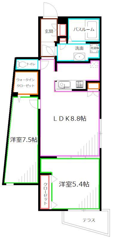BRANCHE阿佐ヶ谷(2LDK/1階)の間取り写真