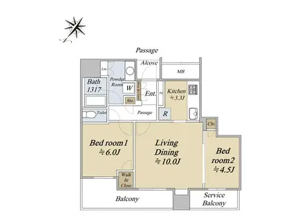 シエリアタワー中之島(2LDK/17階)の間取り写真