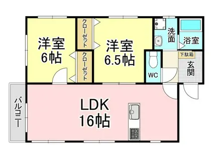 プチメゾン茶屋町I(2LDK/1階)の間取り写真