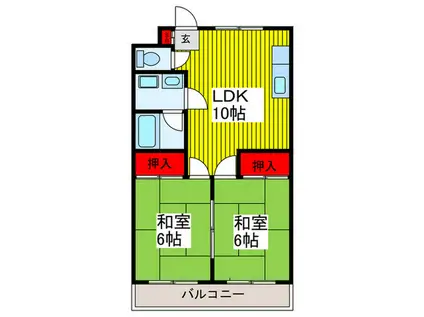 喜沢パ-ルハイツ(2LDK/3階)の間取り写真