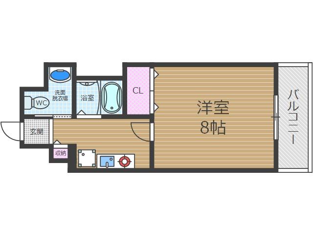 シプレス(1K/4階)の間取り写真