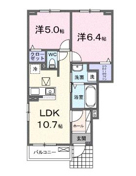 ペルラ ルーチェA(2LDK/1階)の間取り写真