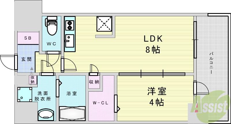 プランドール新北野(1LDK/5階)の間取り写真