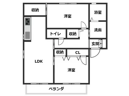 リヴェールヒデ(2LDK/2階)の間取り写真
