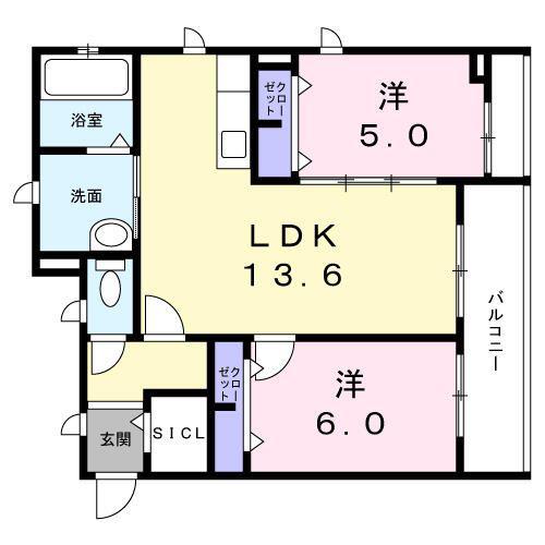 メゾン・ド・パフ綱島(2LDK/2階)の間取り写真