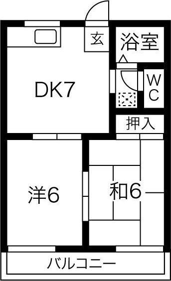 ファミールハイツ B(2DK/2階)の間取り写真