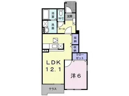 パトラII(1LDK/1階)の間取り写真